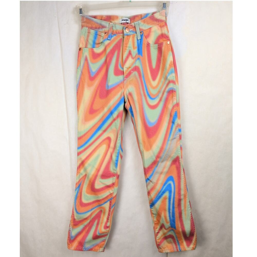 Wranglers Wild West 603 high rise straight rainbow swirl jeans Size 25/28 Retro